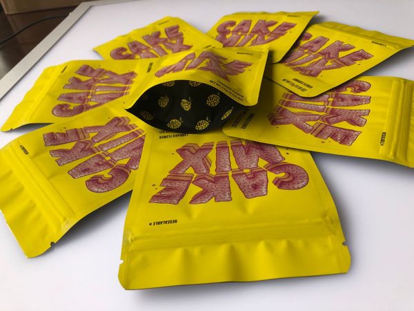 

mylar and childproof flavors stickers label 3.5g cookies bags bags mix cake hologram yellow bags bbyjd bde_luck