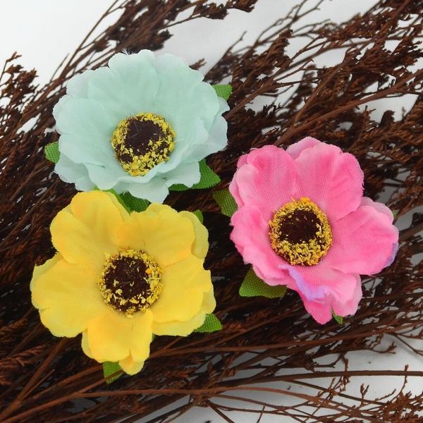 

30pcs/lot 4cm mini silk cherry blossoms small artificial rose flowers heads poppy wreath wedding decoration for scra sqcuda
