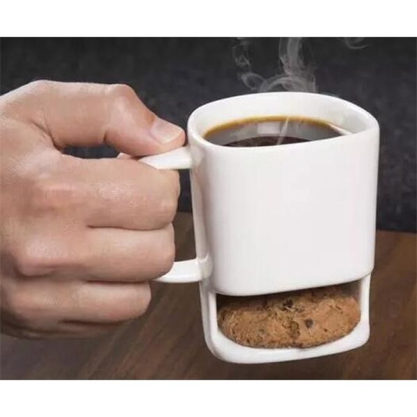 

ceramic coffee mugs with handle dunk cookie milk cups with biscuit pocket holder dessert tumblers store cookies gx03