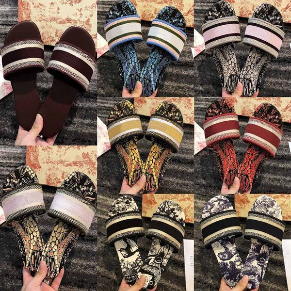 

new women dway slide slipper ramour flat sandals fashion embroidered cotton flat flip flops leather sole silver metallic causal shoes 45, Black