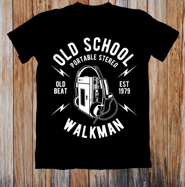 

2019 fashion 100% cotton slim fit shirts for men old school walkman retro printed t shirts sport hooded sweatshirt hoodie