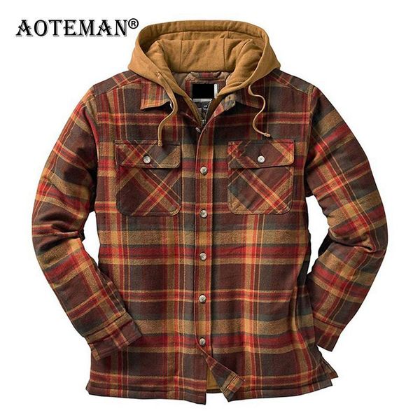 

men jackets winter plaid coats hooded male warm parkas thick outwear overall fashion men clothing casual slim fit jacket lm325, Black;brown