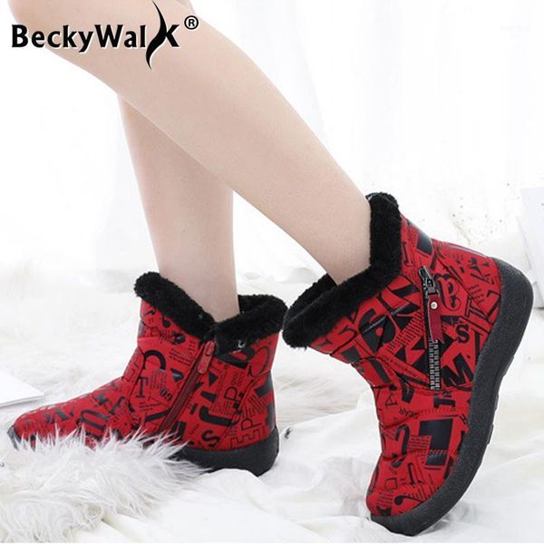 

cotton platform shoes for women new arrival winter women boots lightweight waterproof snow boots graffiti printing 34-43 wsh37231, Black