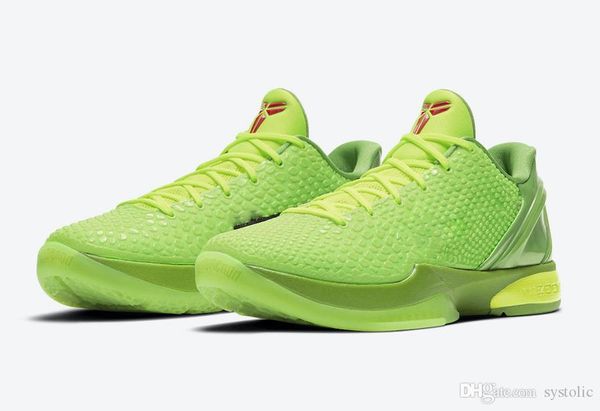 

2020 authentic christmas 6 protro grinch mamba green apple/volt-crimson-black man outdoor shoes sports sneakers with original box