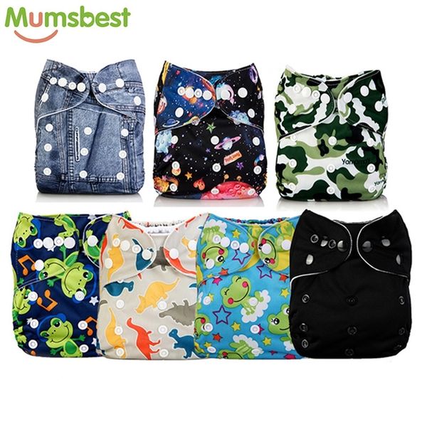 

mums 11.11 big promotion 7 pcs/lot pocket printing baby cloth diaper baby boy nappies no inserts waterproof washable nappy lj201026