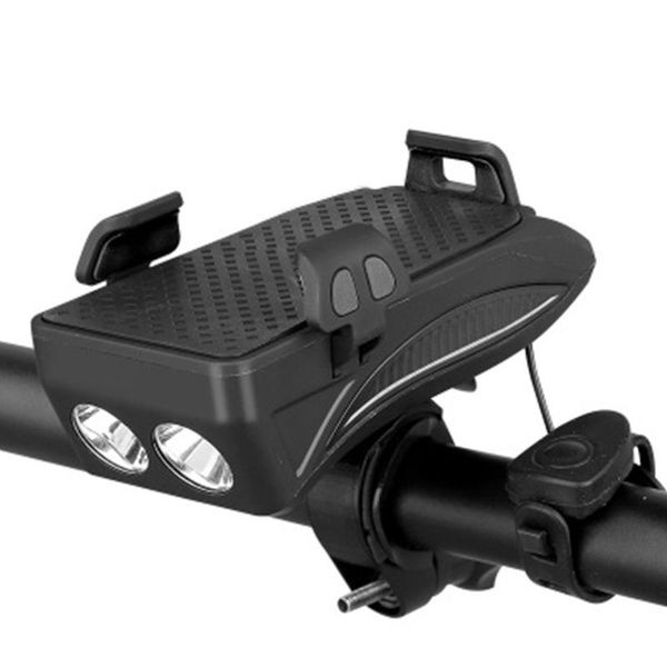 

bicycle bike front light 4 in 1led usb rechargeable lamp led 130db horn 4000mah power bank phone holder cycling accessories