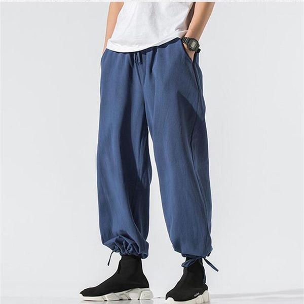 

men's pants plus size men jogger cotton linen loose casual elastic waist black gray white streetwear trousers big 5xl 6xl 7xl1