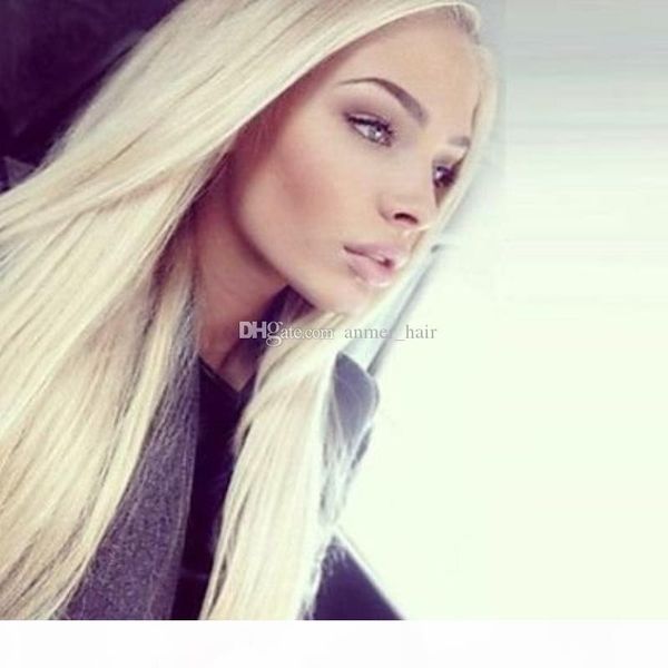 

#613 blonde color 100% brazilian virgin human hair wigs straight glueless lace front wig with baby hair for white women, Black;brown