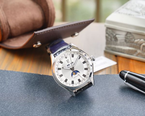 

2460qcl / 1 новое движение неделя / месяц / дисплей сапфировое зеркало 316l тонкий стальной диск диск 40 мм толстый 12,6 мм, Slivery;brown