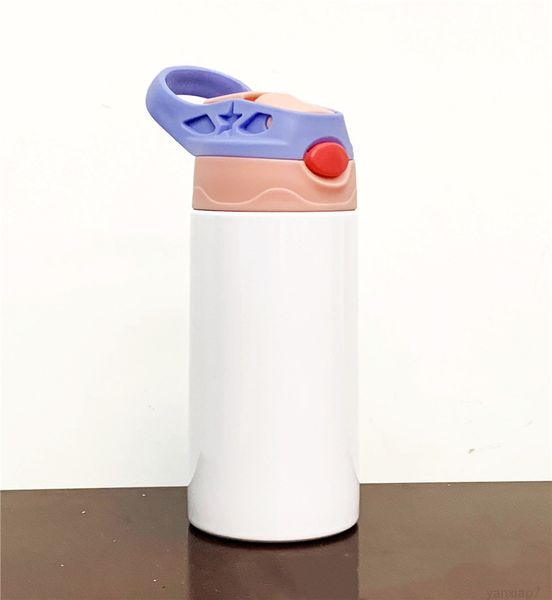 

12oz sublimation bounce white cups with bpa straw double wall vacuum insulation water bottle stainless steel coffe mug a02