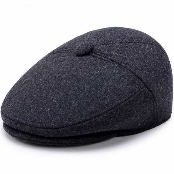 

ht1851 men caps hats autumn winter hats with ear flap vintage newsboy ivy flat caps wool blend berets men casual warm beret, Blue;gray