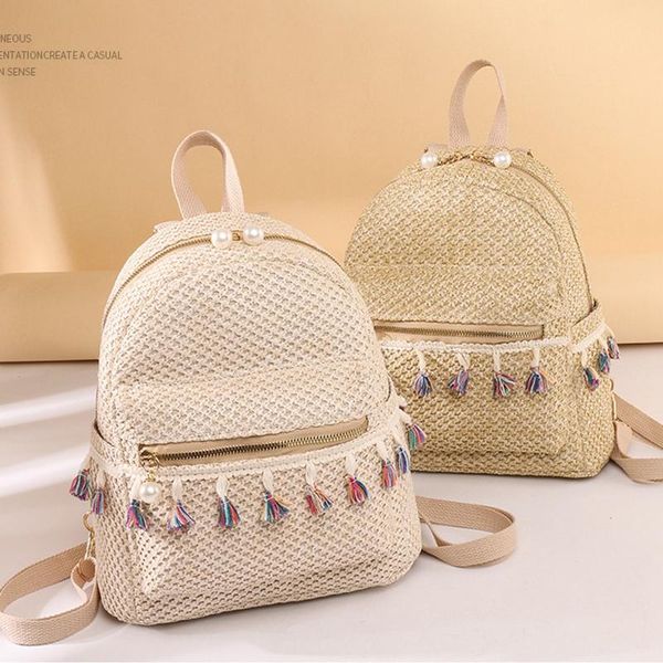 

backpack style ethnic wind-woven tassel casual bag fashion texture women's