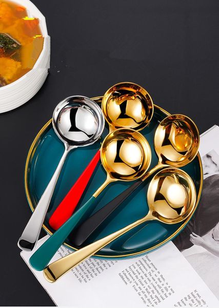 

1pc stainless steel long handle ladle spoon big soup ladle useful kitchen cooking tool utensil colander spoon ok 1166