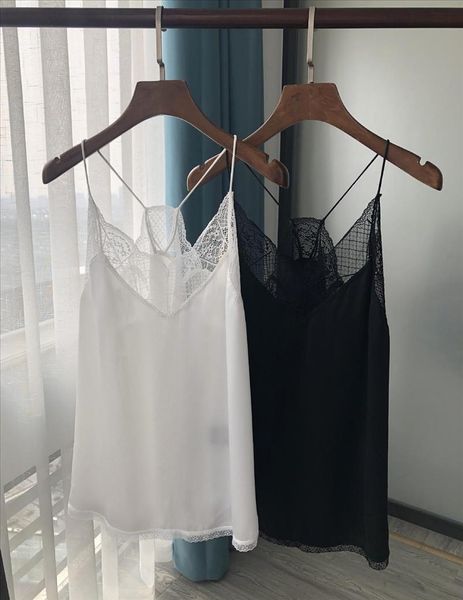 

women black vest sling tank lace stitching backless bottoming female summer camis drop shipping, White