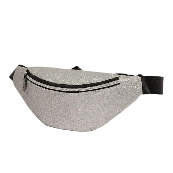 

fashion trend new women men glitter fanny pack shiny waist bag festival hip chest bag adjustable belt banana pockets zipper1