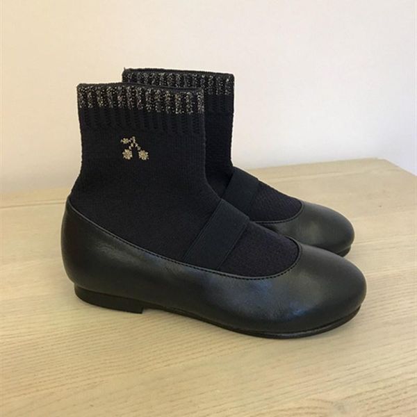 

presale girls princess shoes new spring fashion kids leather princess flat girl shoes cherry brands socks, Black;grey