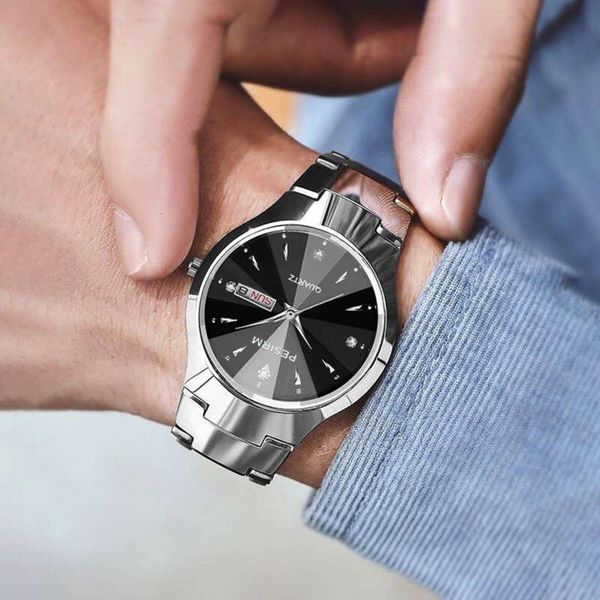 

women's 2020 new compact fashion commercial watch creative double calendar luminous female tungsten steel quartz watch, Slivery;brown