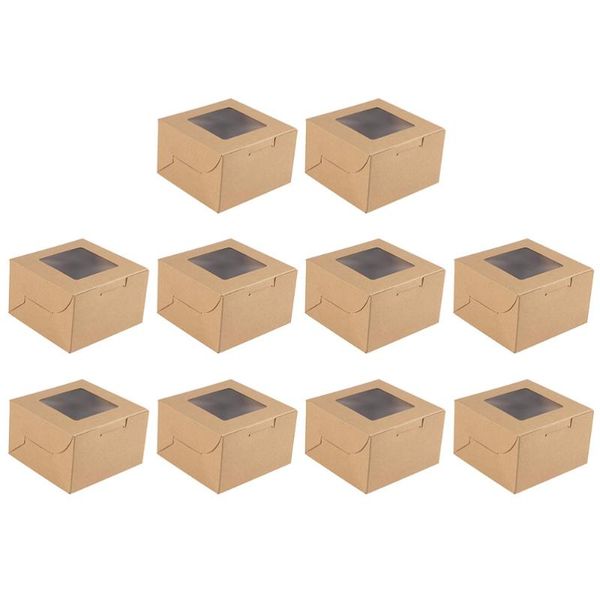 

gift wrap 10pcs bakery boxes with clear window cupcake kraft paper for party