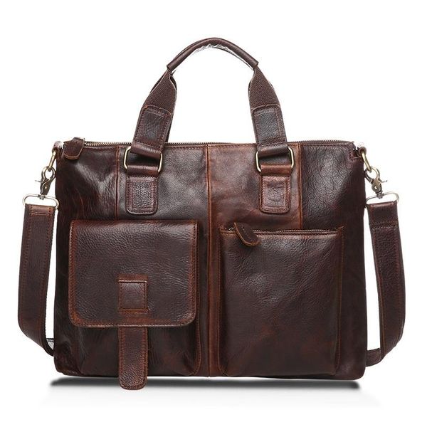 

vintage men genuine leather office maletas business briefcase 15.6" lapcase attache portfolio bag maletin messenger bag