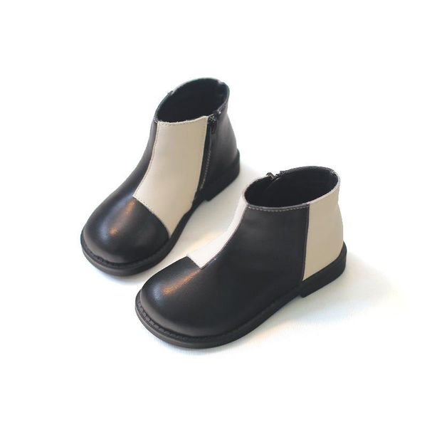 

fashion girl мартин сапоги кожаные сапоги для девочек детей зимняя обувь детская голеностопного черный белый обувь, Black;grey