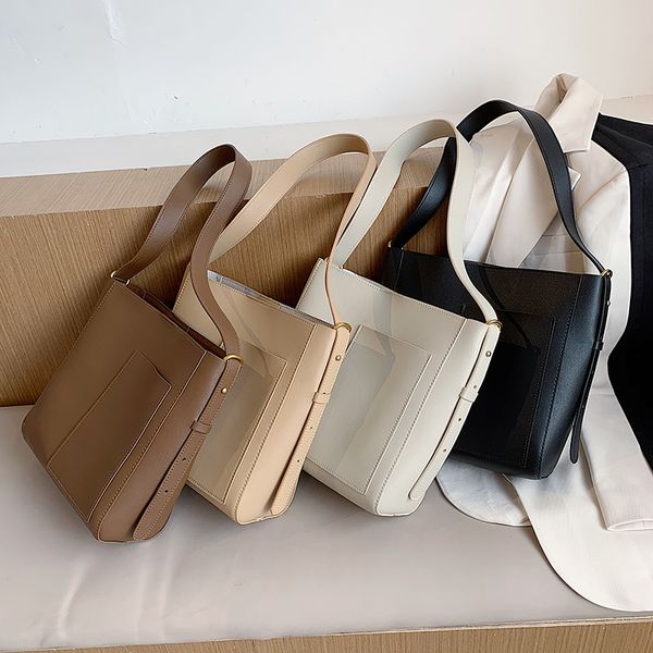 

pu leather bucket bags for women 2020 trendy fashion solid color crossbody shoulder handbags branded trending hand bag c1019