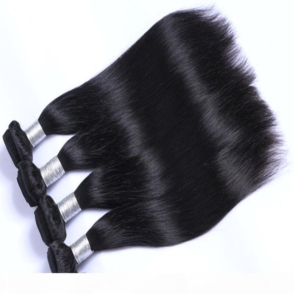 

wholesale rnatural color remy human hair extensions straight hair weaves brazilian malaysian peruvian indian human virgin hair bundles, Black