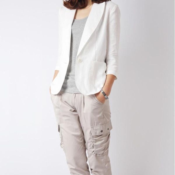 

women's suits & blazers seven-sleeve lady's leisure suitcotton and suit jacket 2021, White;black