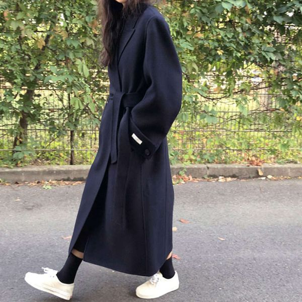 

1double sided cashmere women's middle long style fall / winter 2020 new korea east gate same loose sleeve woolen coat8uy, Black
