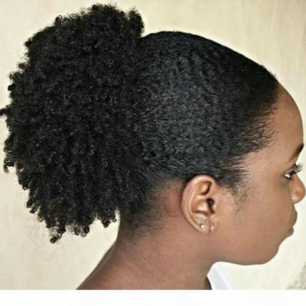 

120g human hair kinky ponytails hairpieces for american black women afro curly ponytail drawstring clip on pony tail extension 1b color