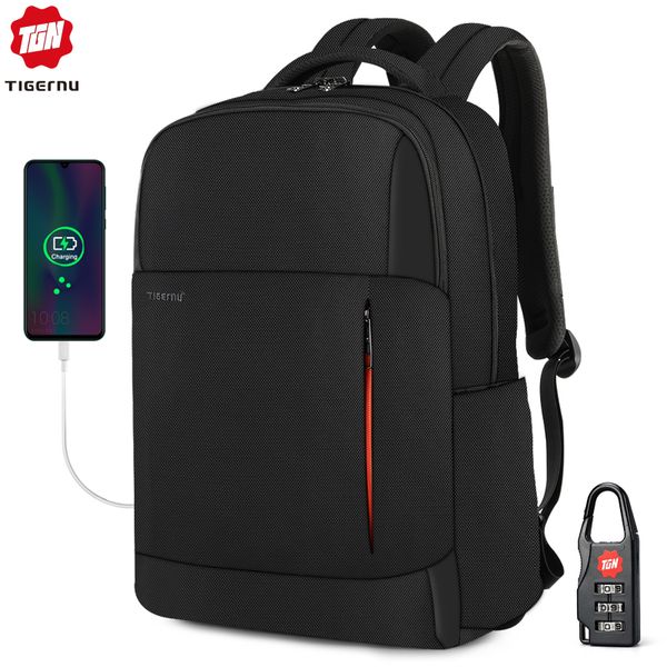 

tigernu новая мода rfid защиты от угона мужчинам 15,6 дюймовый ноутбук рюкзак usb зарядка мужской женский водонепроницаемый школьные сумки m