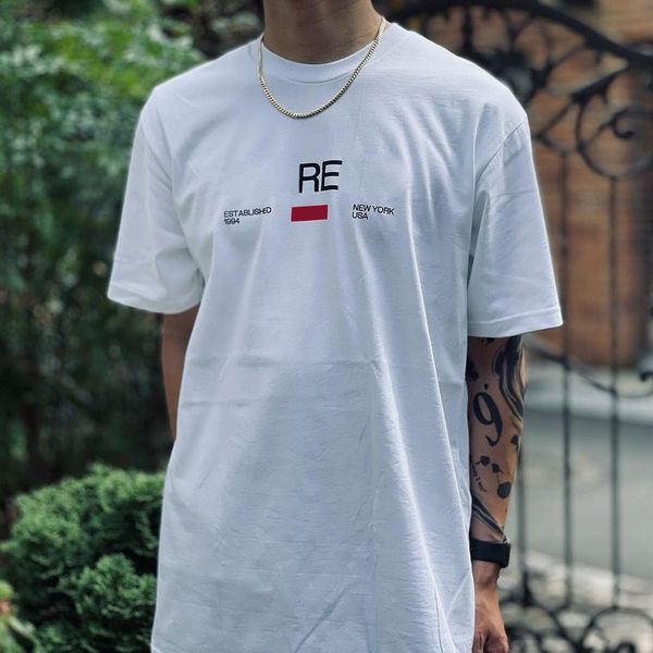 

21fw est. 1994 tee classic box letter printed summer solid color short sleeve fashion casual breathable men women high street t-shirts tjamt, White;black