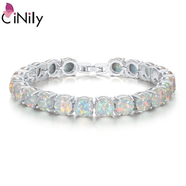 

cinily white fire opal stone chain link bracelets & bangles silver plated luxury larger boho bohemia summer jewelry gifts woman y200730, Black