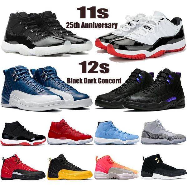 

new 11 11s 25th anniversary low white bred jumpman men basketball shoes 12 12s black dark concord indigo mens women sneakers trainers