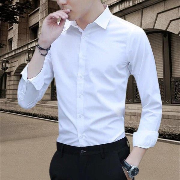 

multi color long sleeve, fashionable and handsome men's shirt, thin casual business slim fit shirt, White;black