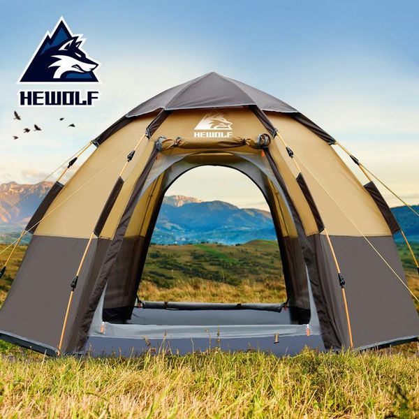 

hewolf outdoor hexagon 3 4-person multi-person automatic water resistant tent camping outdoor camping family leisure tent