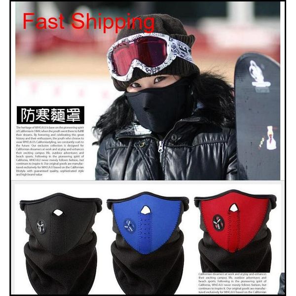 

shipping 3pcs neoprene neck warm half face mask winter veil for cycling motorcycle ski snowboard bicycle face mask jkvbv, Black