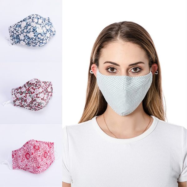 

dhl shipping print face mask for reusable adjustable ear loops floral flower masks warm windproof cotton mouth cover kimter-l820fa