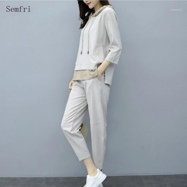 

two piece dress semfri tracksuit women 2021 spring autumn leisure sports set lady fashion korean version loose style temperament suit1, White