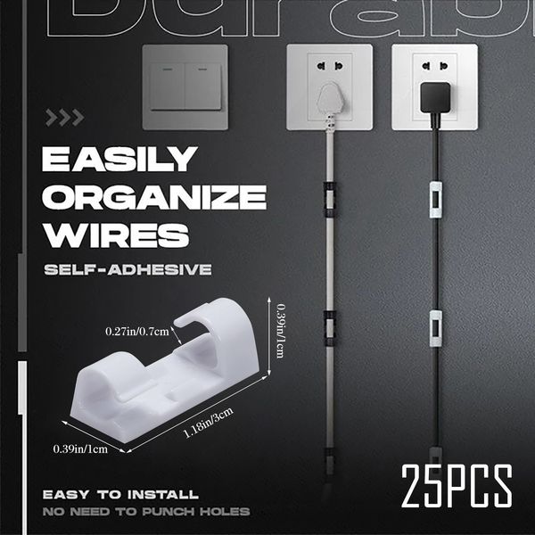 

25pcs finisher clamp self-adhesive wire organizer cable clip holder portable compact reusable simple and practical