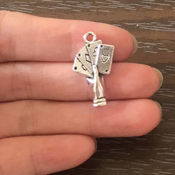 

wholesale diy jewelry making playing card charms zinc alloy hand pendant for charm bracelets necklaces earrings zipper pulls, Bronze;silver