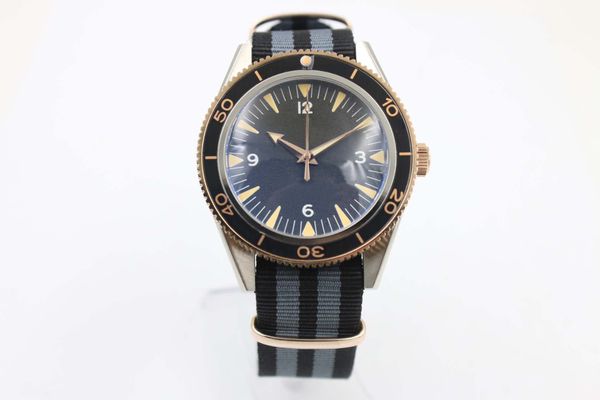 

3 styles of mens sports watches 007 series 42mm dial sapphire glass automatic mechanical nylon strap om sports wristwatches, Slivery;brown