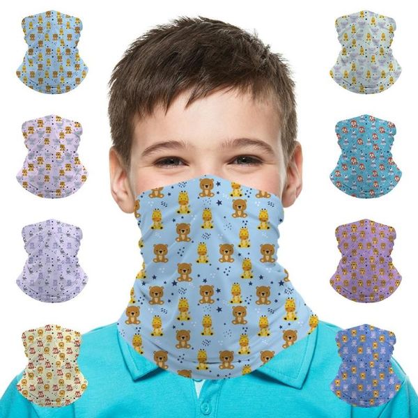 

scarves animal print kids seamless bandana headband face mask tube scarf balaclava multifunctional, Blue;gray