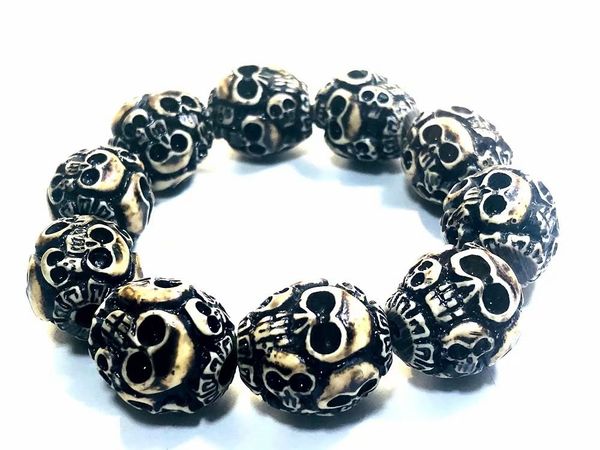 

skeleton bracelet mens gothic punk skull biker vintage steampunk bangle, Black