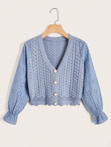 

pearl button front scallop trim cardigan h4vc#, White