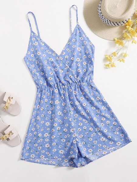 

daisy floral cami romper c2gp#, White