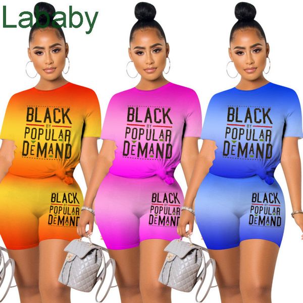 

designer women tracksuit summer two piece shorts set letters printed womens alphabet sport casual printing gradient colour tracksuit s-3xl, Gray