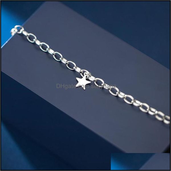 

charm bracelets jewelry classic simple star geometric oval bracelet for women adjustable 925 sterling sier fine 2021 drop delivery xtgqi, Golden;silver