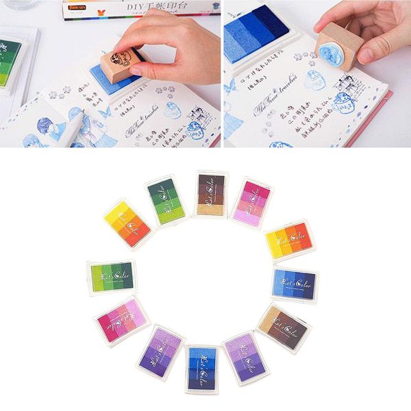 

12 шт моющихся штемпельные подушечки, finger stamp колодки для детей, ремесло ink pad для резиновых штампов, бумаги, скрапбукинг, дерево тка
