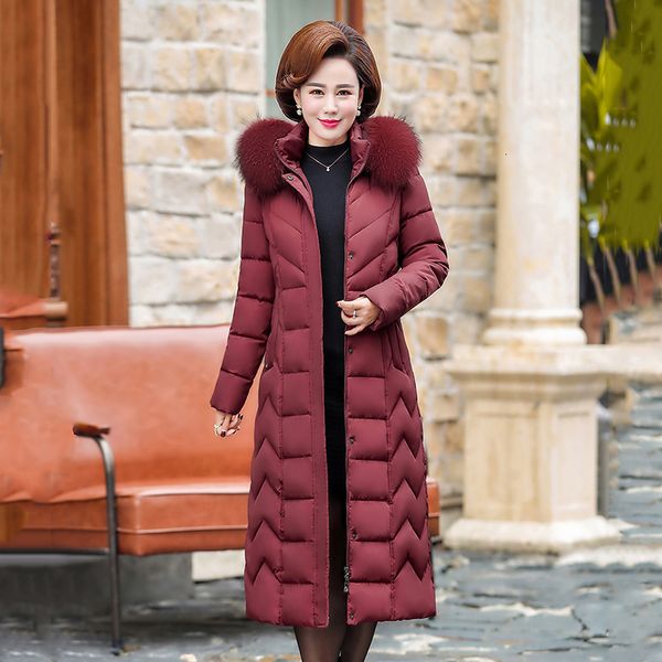 

plus size winter jacket women hooded with false fur x-long female parka solid office ladies warm thicken slim coats outwear