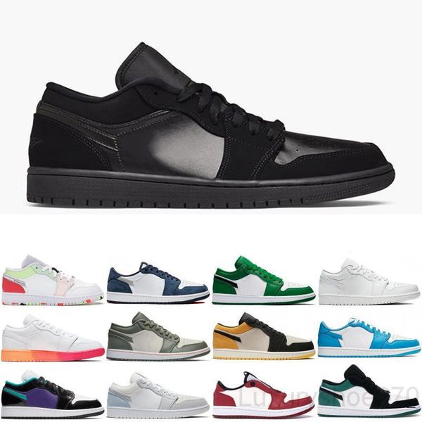 

2020 with box jumpman low og unc travis scotts 1 1s mens basketballs shoes designer obsidian paris chacigo trainers sports sneaker size fg6p, Black